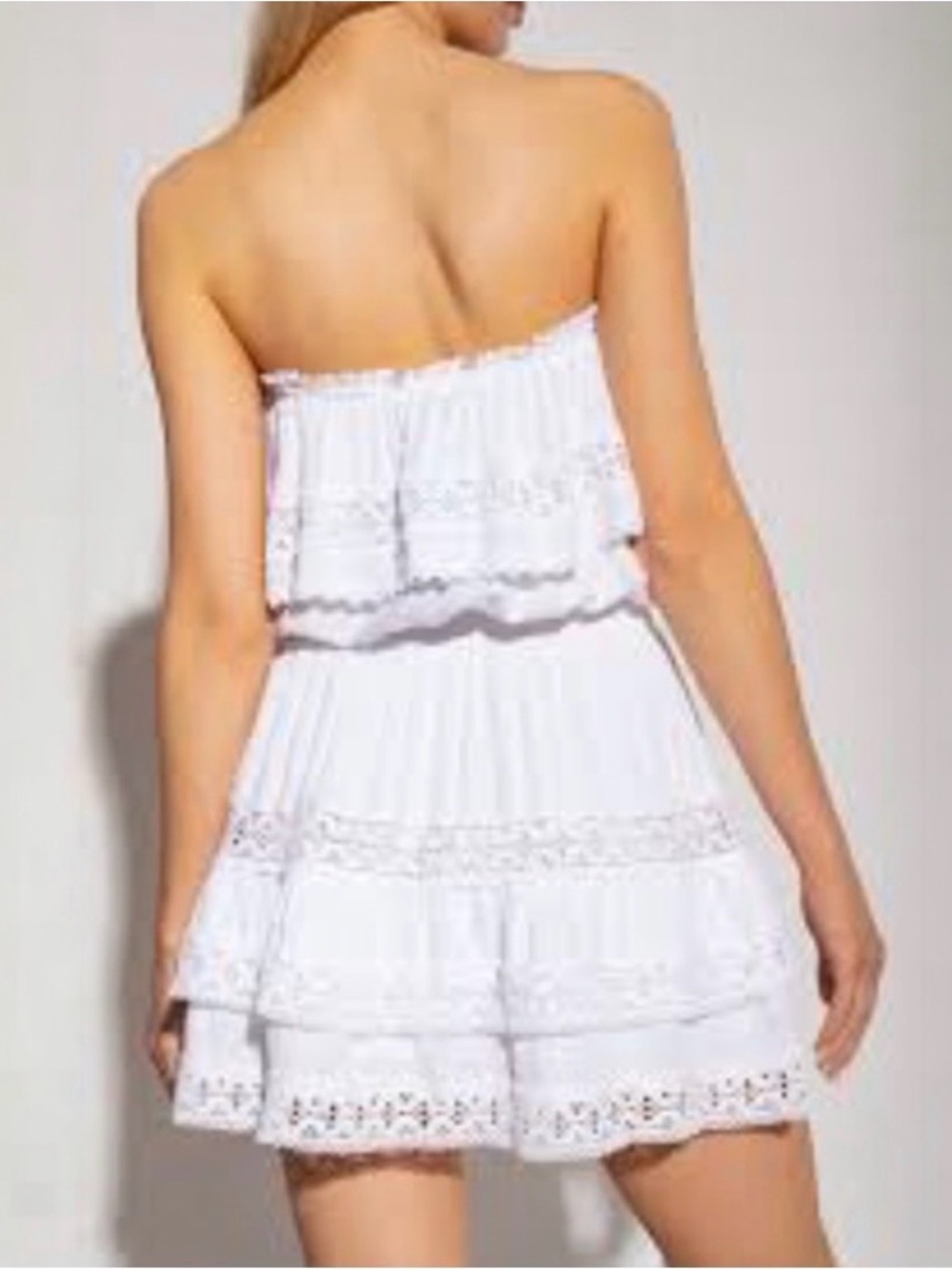 Melissa Odabash Salma Strapless Macramé Lace-trimmed Woven Mini Dress size large - Picture 9 of 10